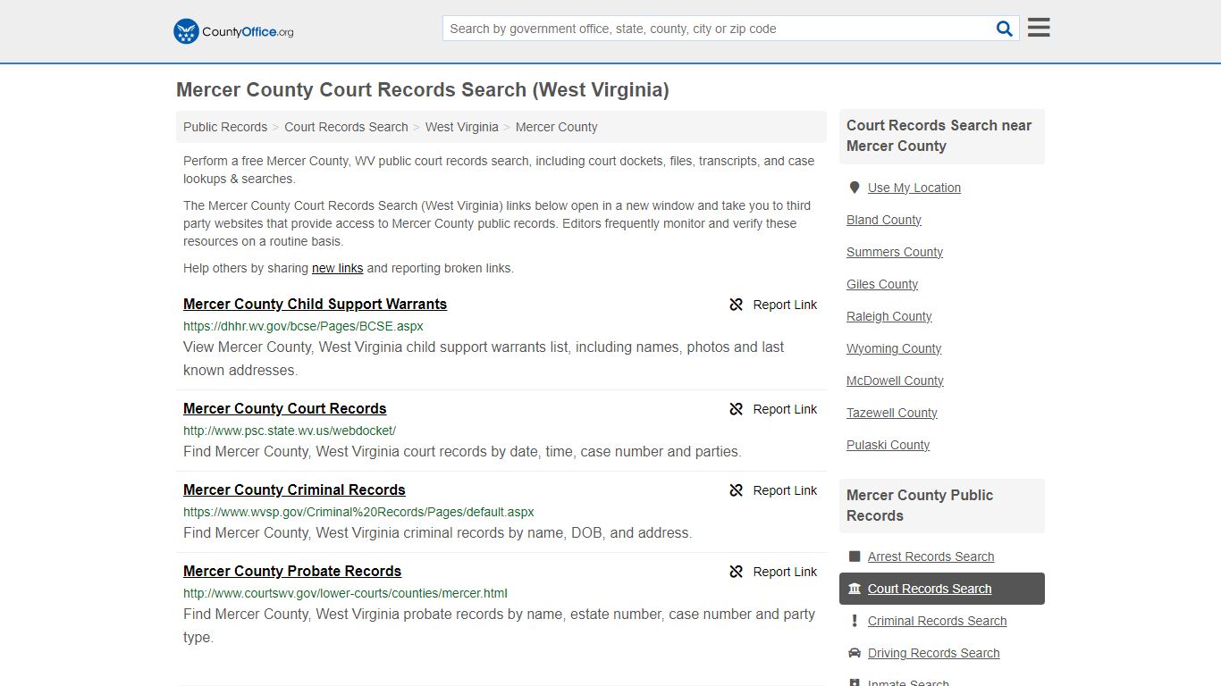 Mercer County Court Records Search (West Virginia) - County Office